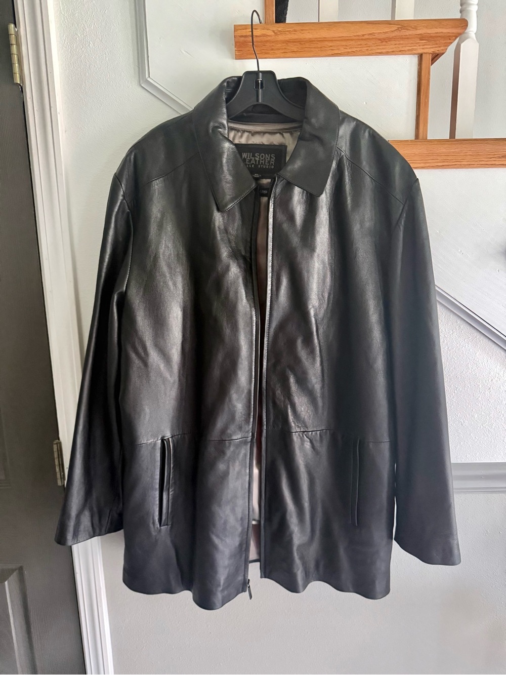 Wilson Black Men's Leather Zip-Front Performance Jacket